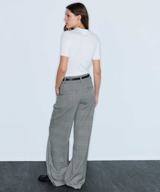 Belted Plaid Trousers