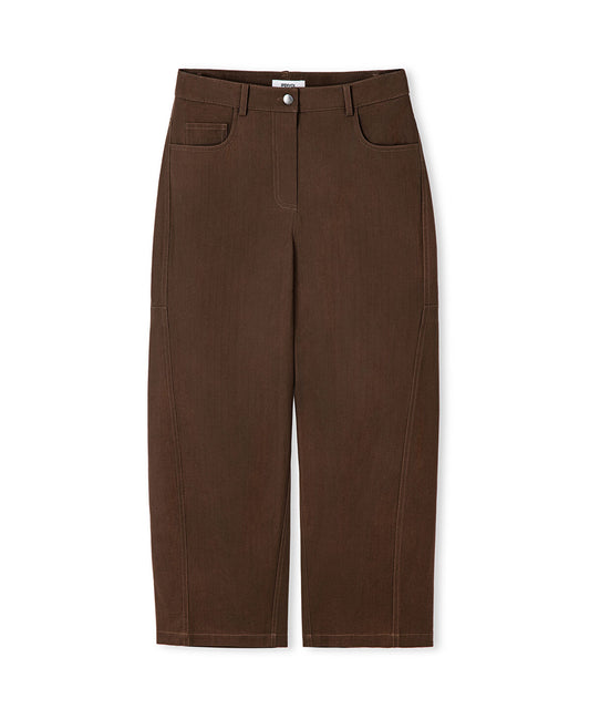 Herringbone-Texture Barrel Trousers