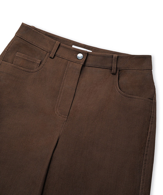 Herringbone-Texture Barrel Trousers