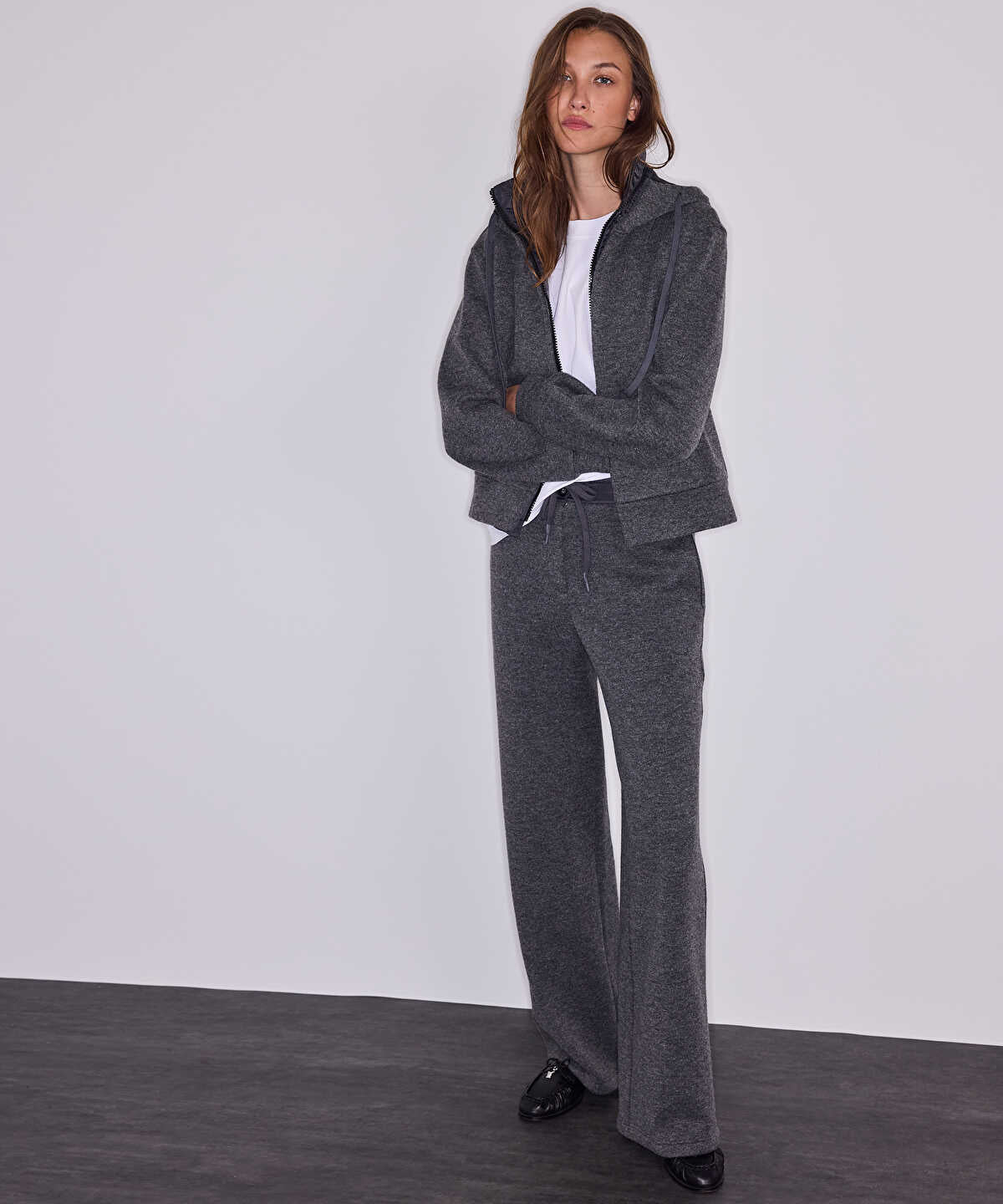 Technical-Waist Wide-Leg Trousers