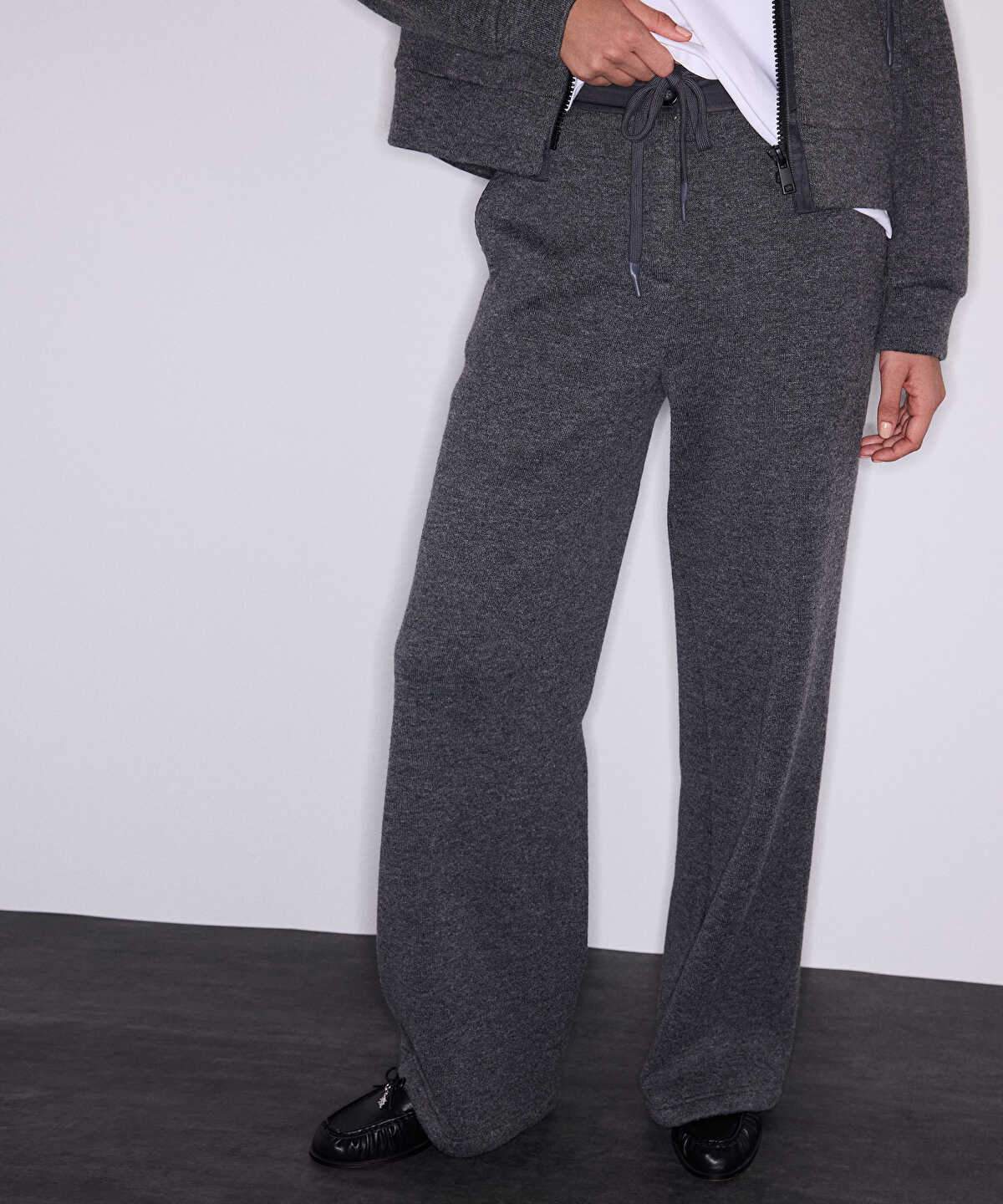 Technical-Waist Wide-Leg Trousers
