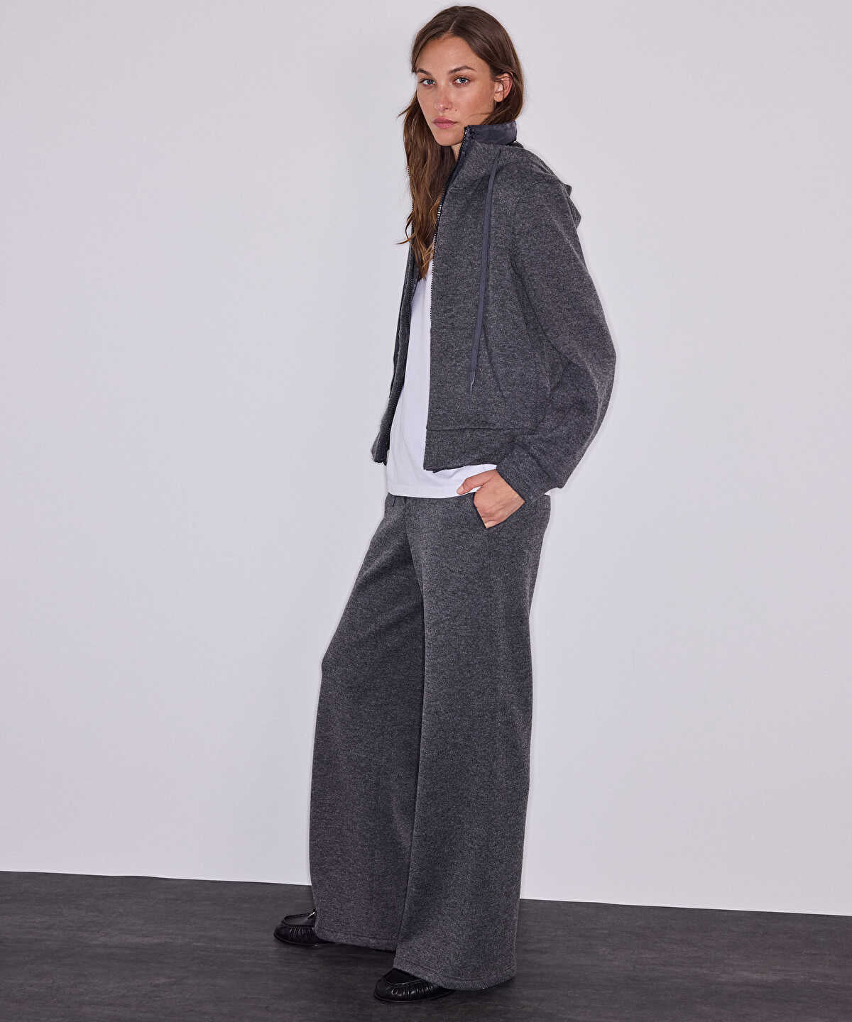 Technical-Waist Wide-Leg Trousers
