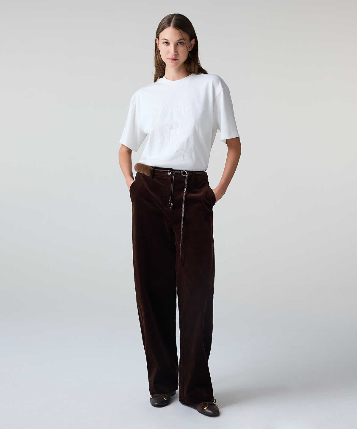 Beaded-Belt Barrel Trousers