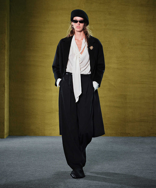 Croc-Embossed Belted Wide-Leg Trousers