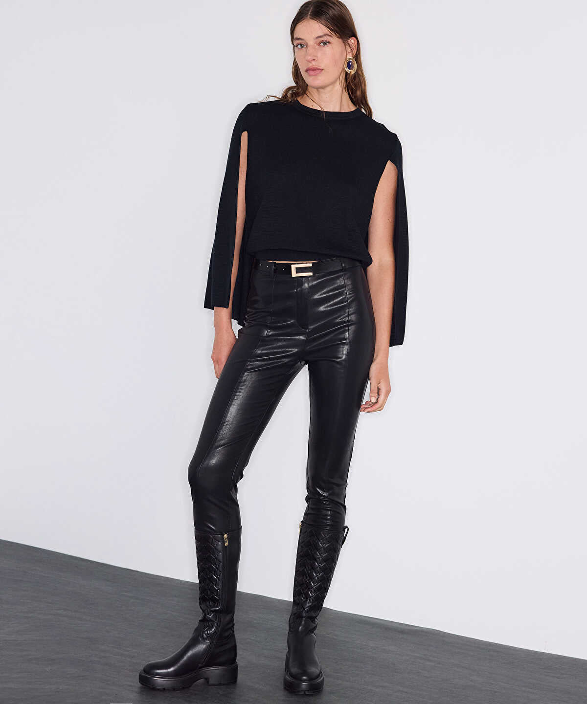 Leather-Look Fuseau Trousers