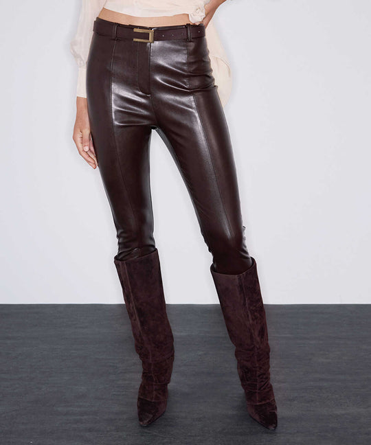 Leather-Look Fuseau Trousers