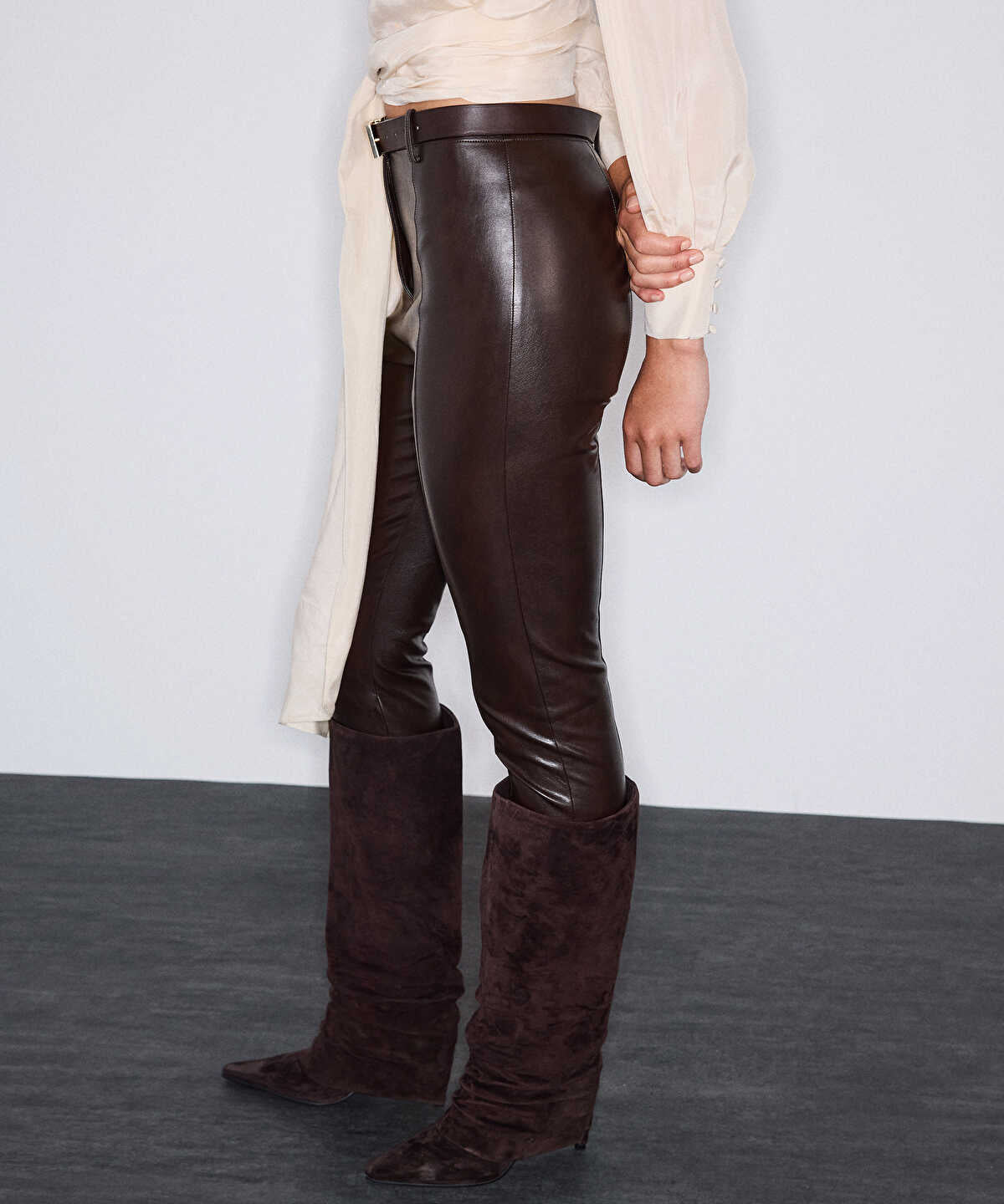 Leather-Look Fuseau Trousers