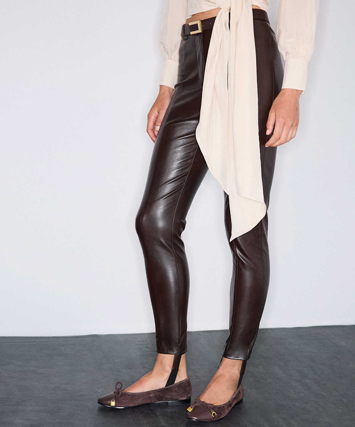 Leather-Look Fuseau Trousers