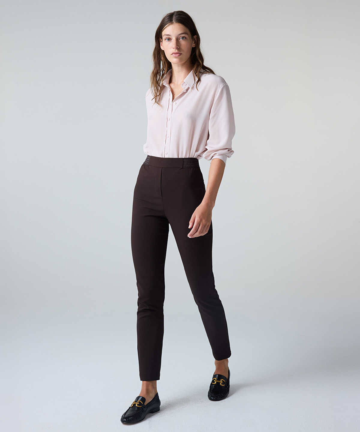 Lurex-Detailed Skinny Trousers