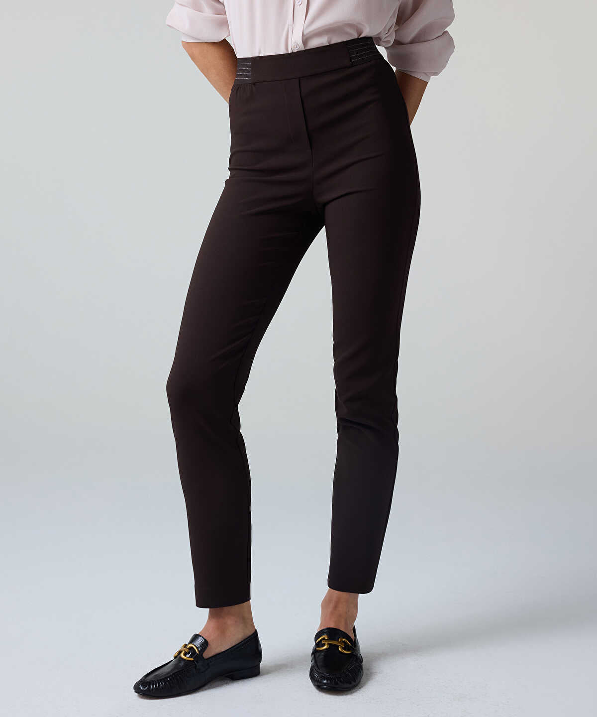 Lurex-Detailed Skinny Trousers