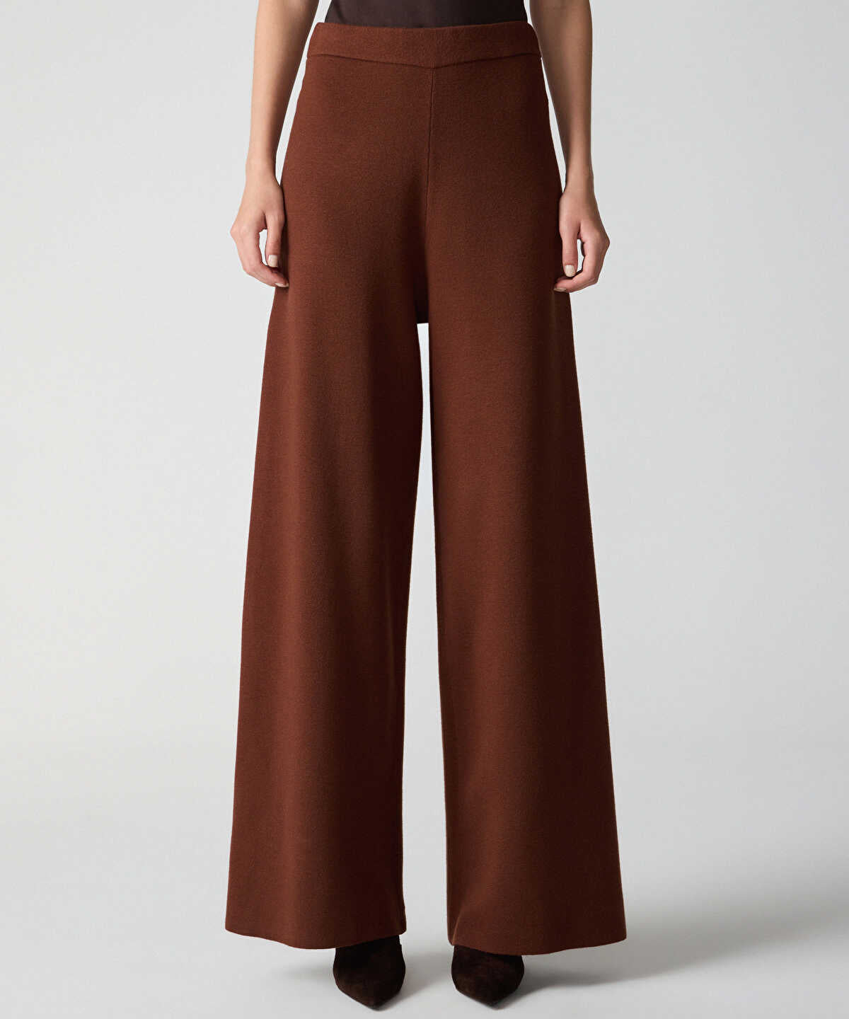 Wide-Leg Knit Trousers