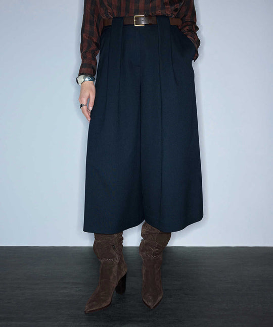 Belted Palazzo Bermuda Trousers