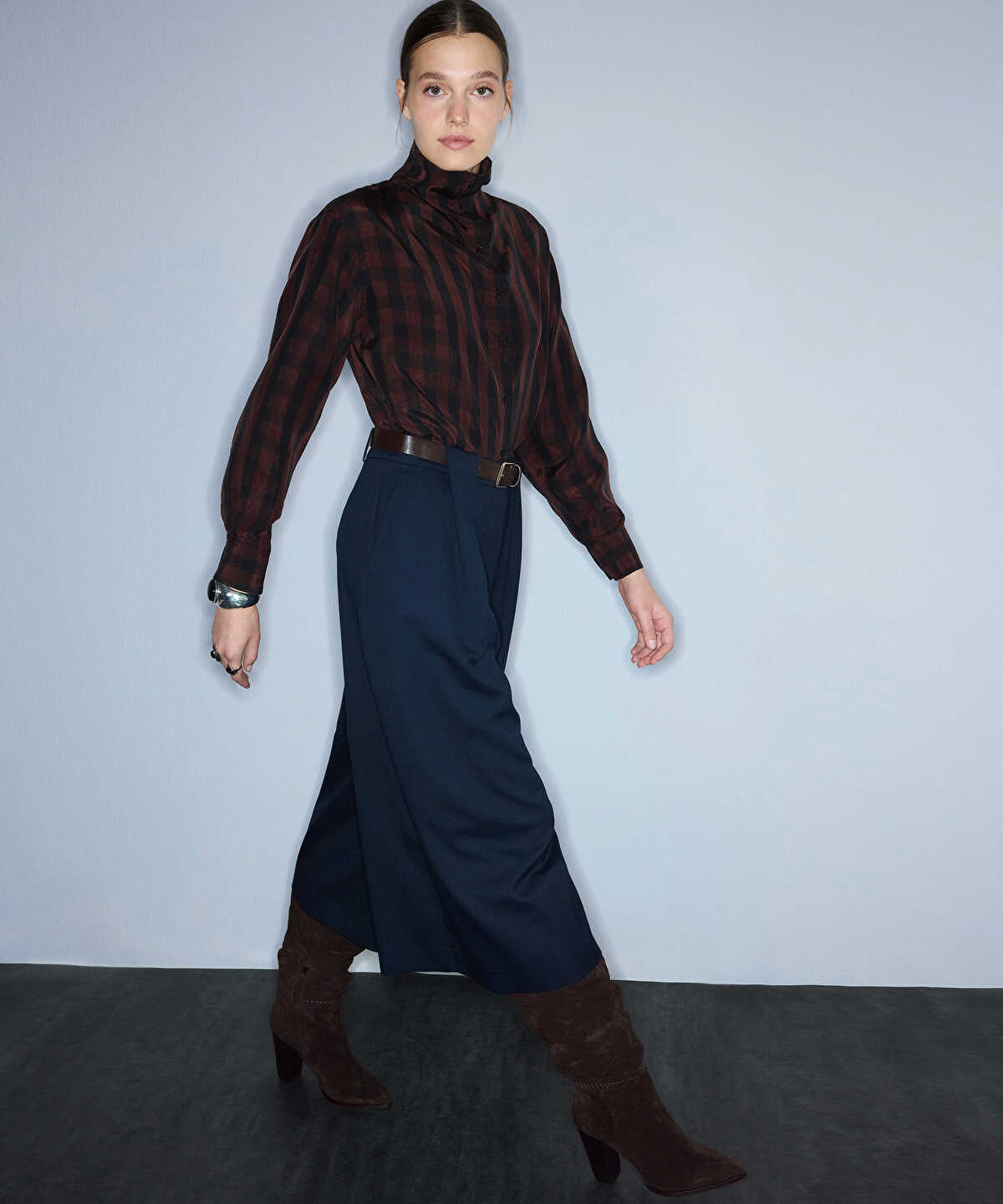 Belted Palazzo Bermuda Trousers