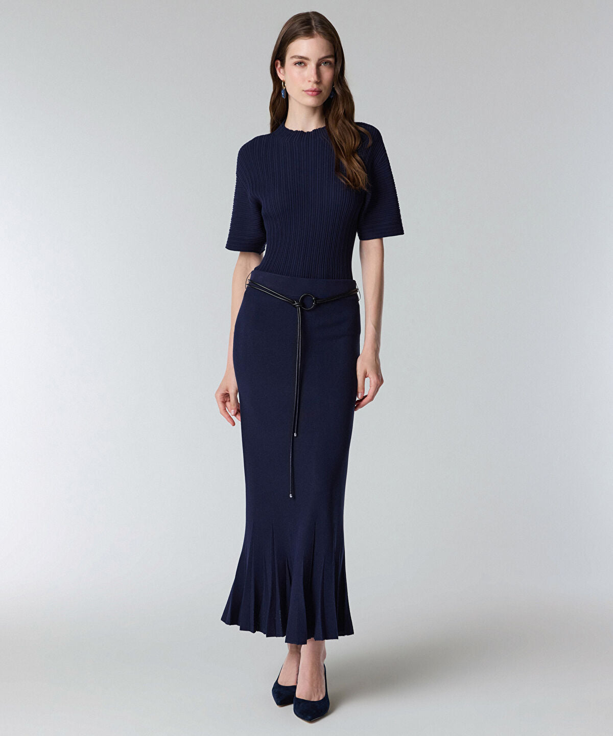 Belted Knit Skirt