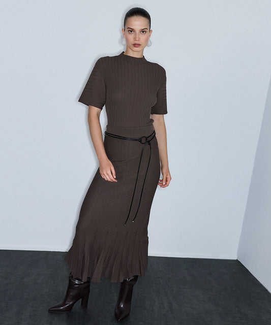 Belted Knit Skirt