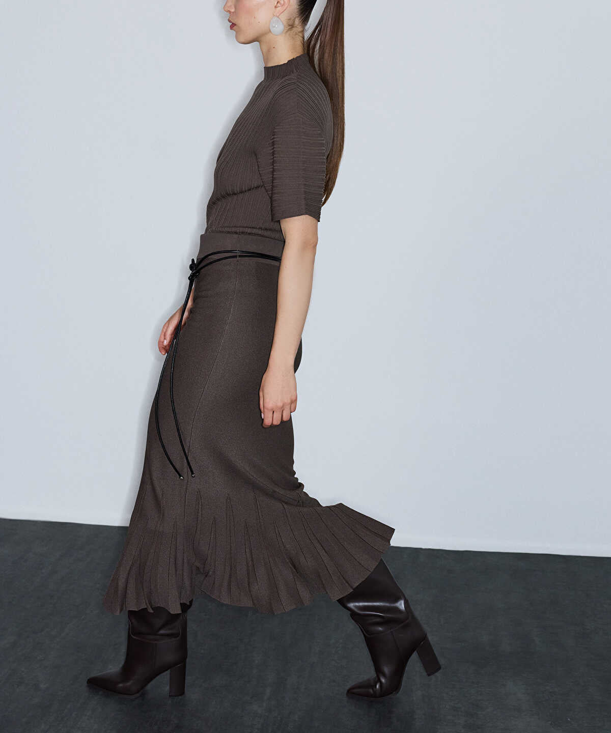 Belted Knit Skirt
