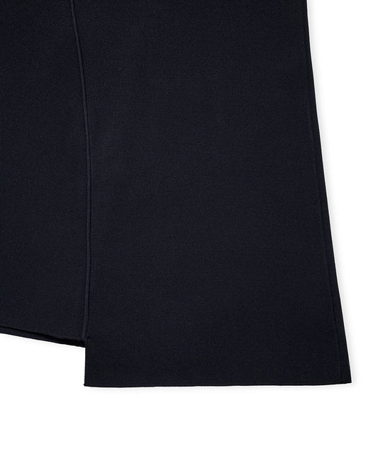 Diagonal-Seam Asymmetric Knit Skirt