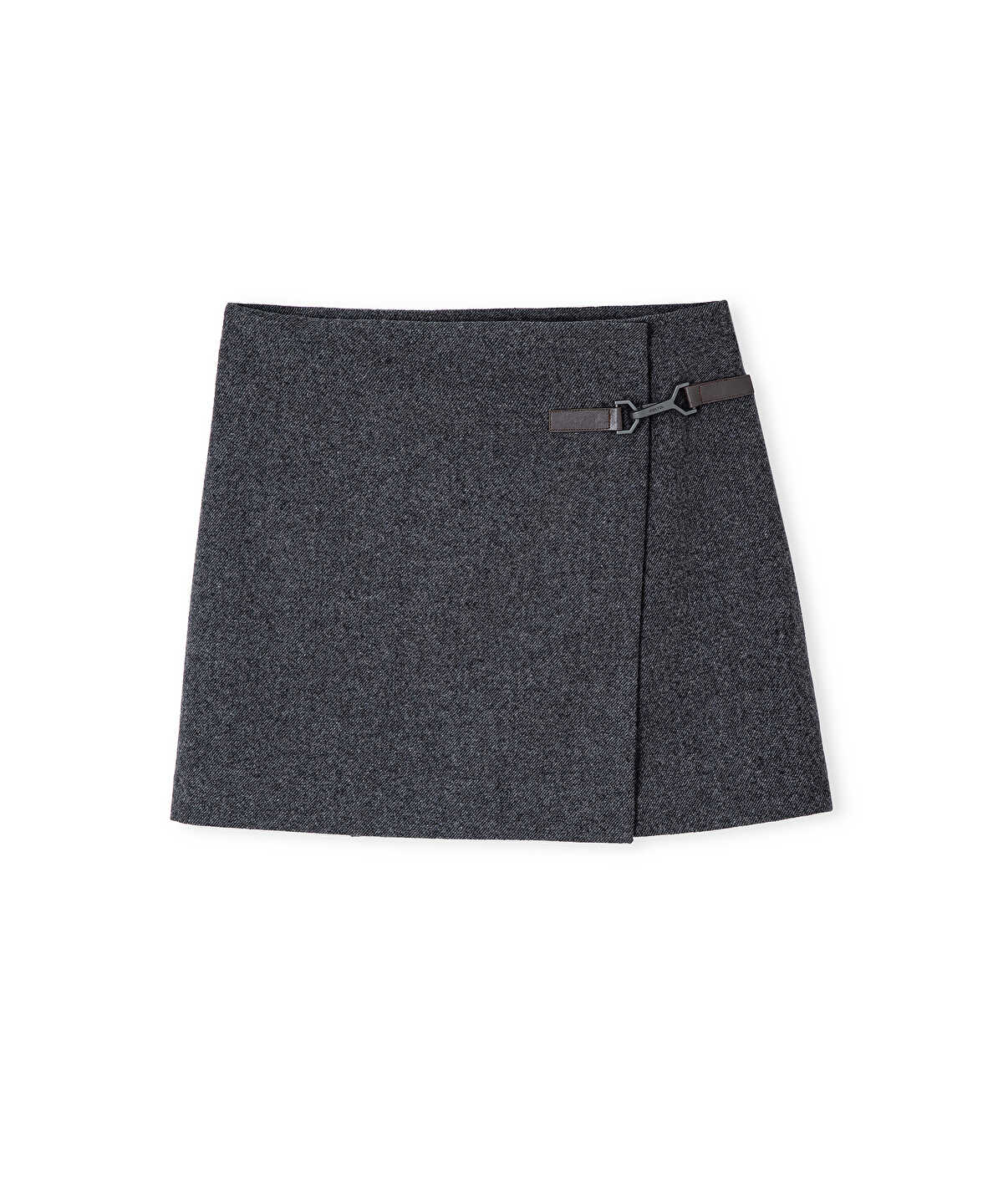 Wool-Blend Wrap Mini Skirt