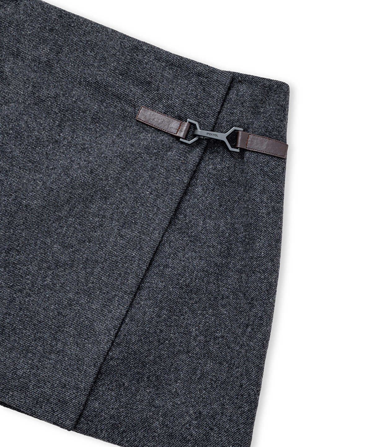 Wool-Blend Wrap Mini Skirt