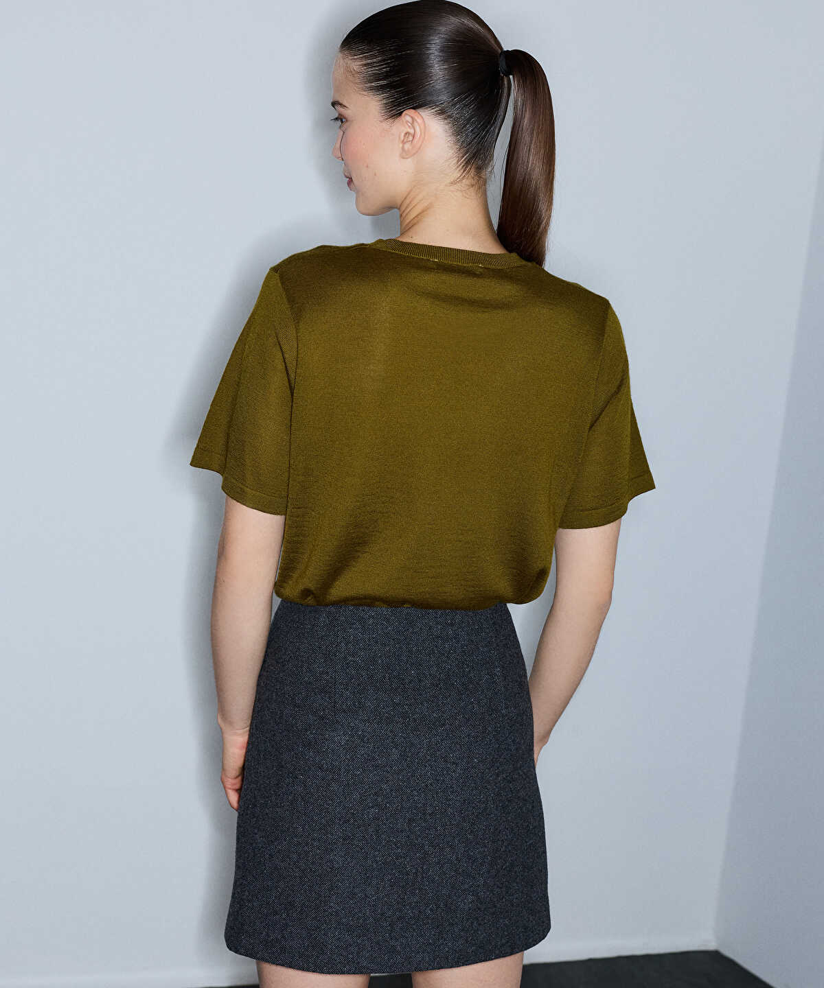 Wool-Blend Wrap Mini Skirt