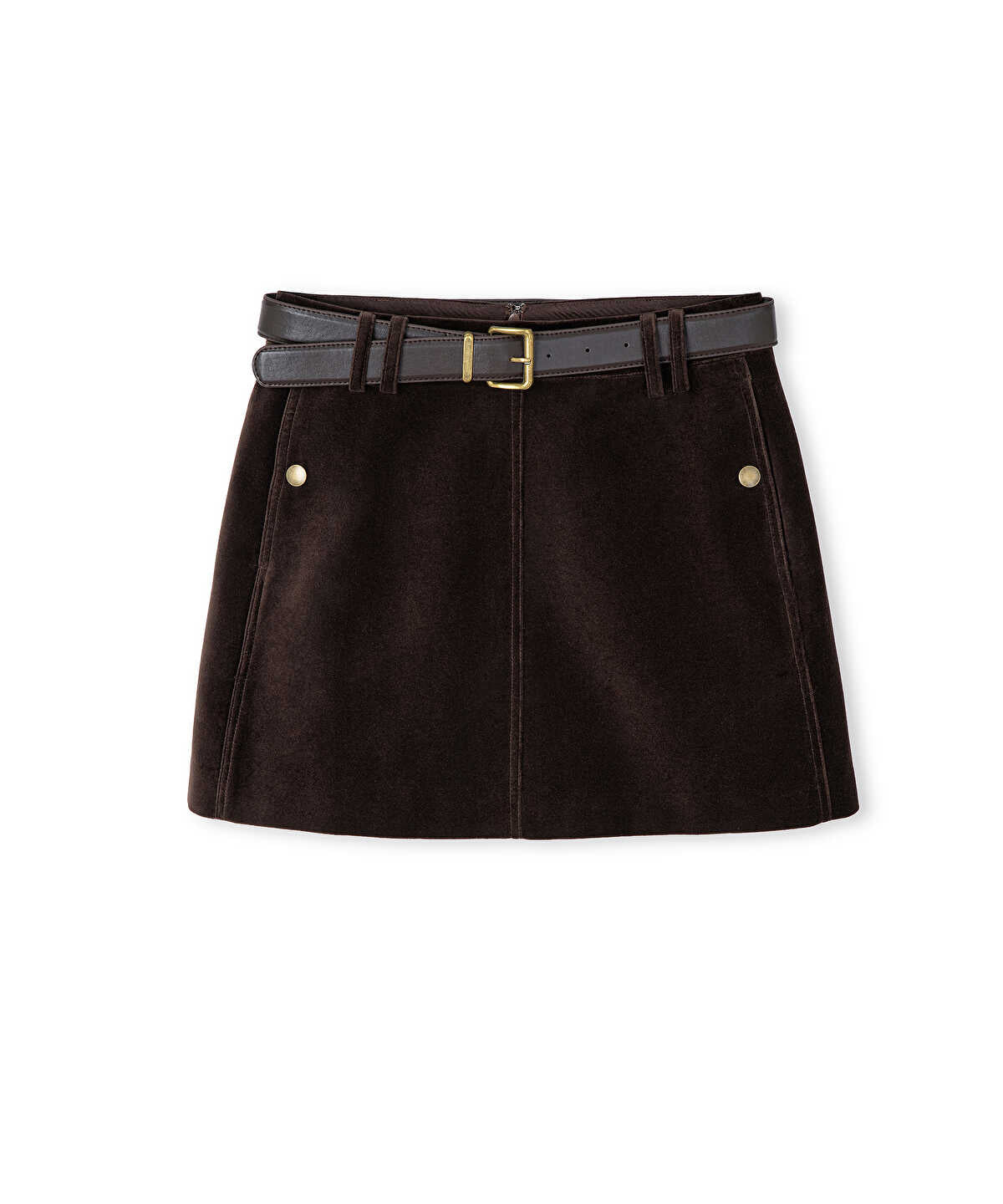 Velvet Mini Skirt with Belt