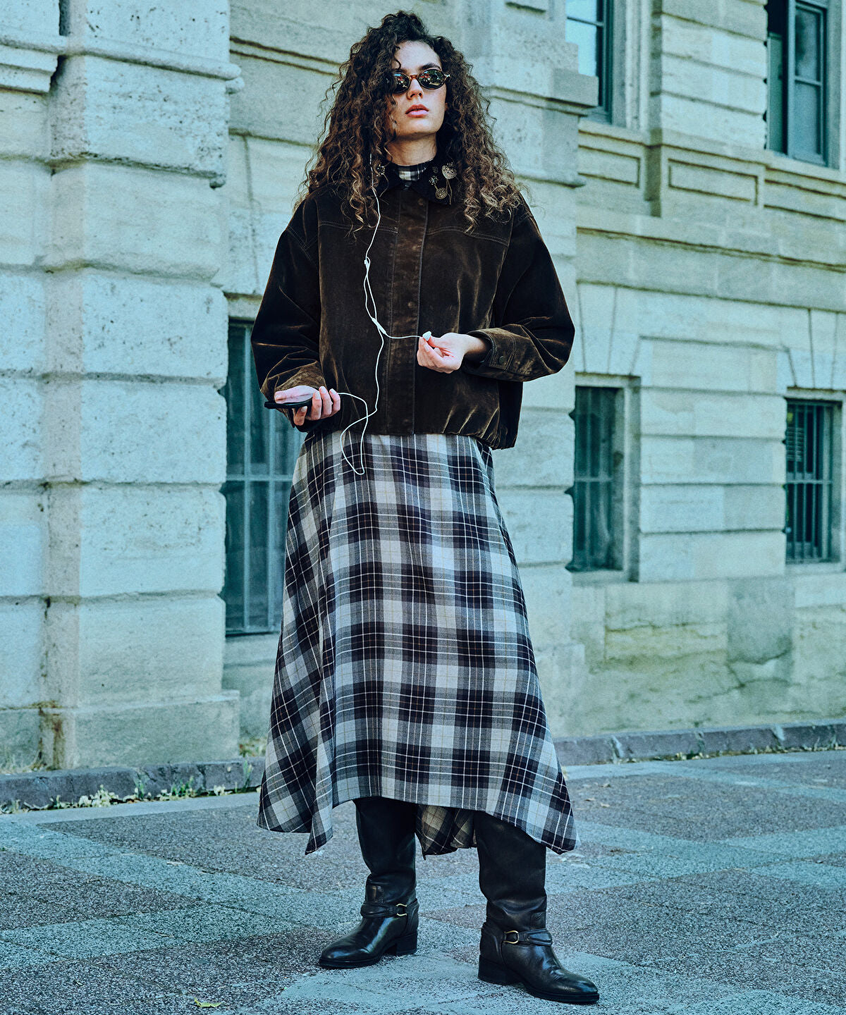 Belted Plaid Skirt