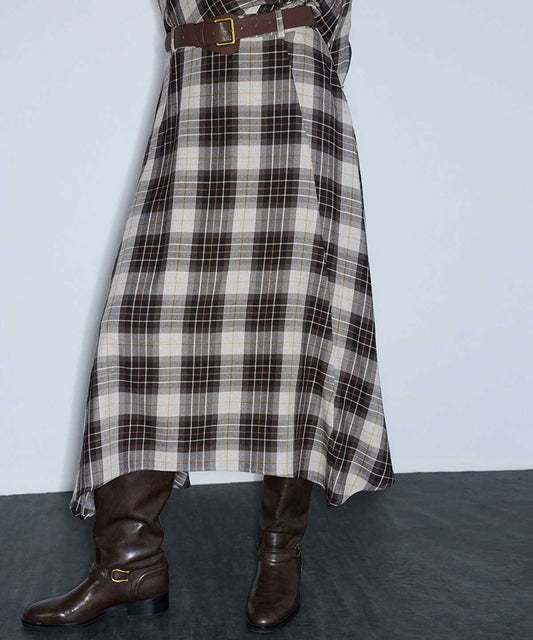 Belted Plaid Skirt