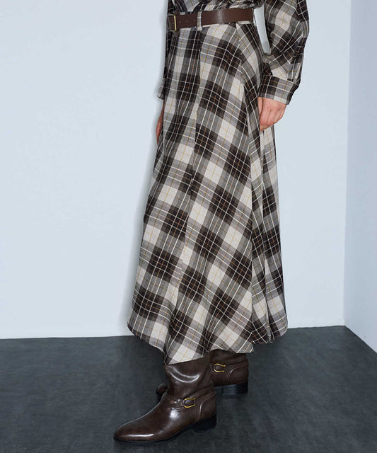 Belted Plaid Skirt