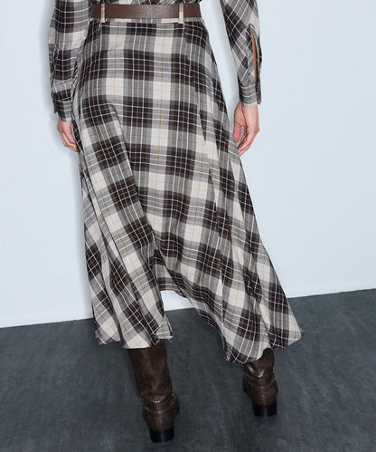 Belted Plaid Skirt