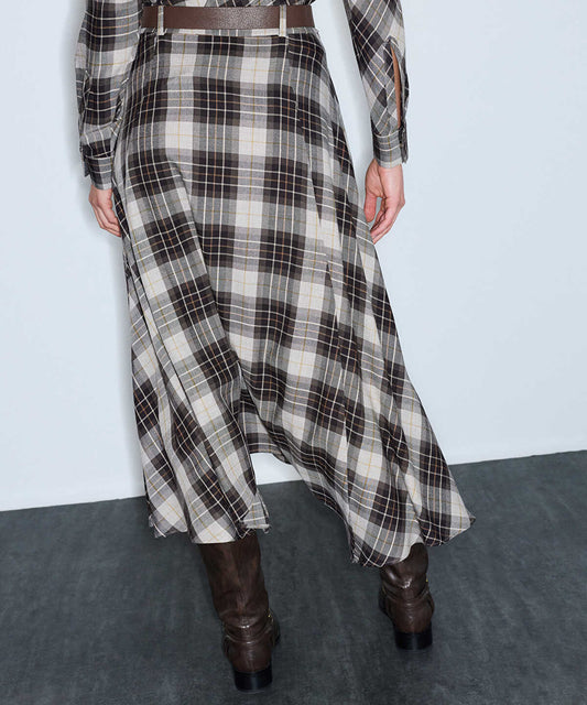 Belted Plaid Skirt