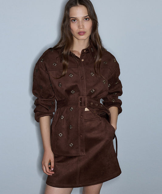 Faux-Suede Mini Skirt