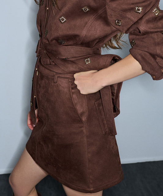 Faux-Suede Mini Skirt