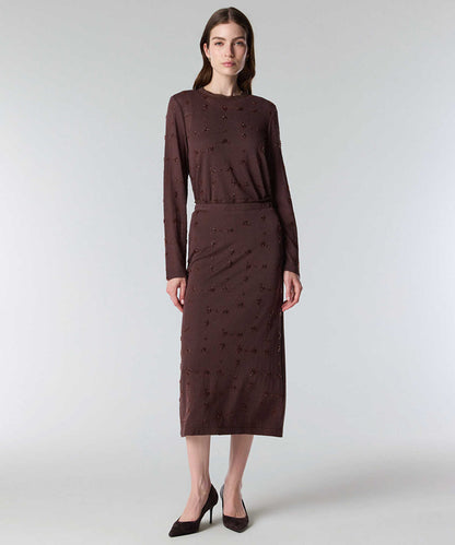 Beaded Knit Midi Skirt