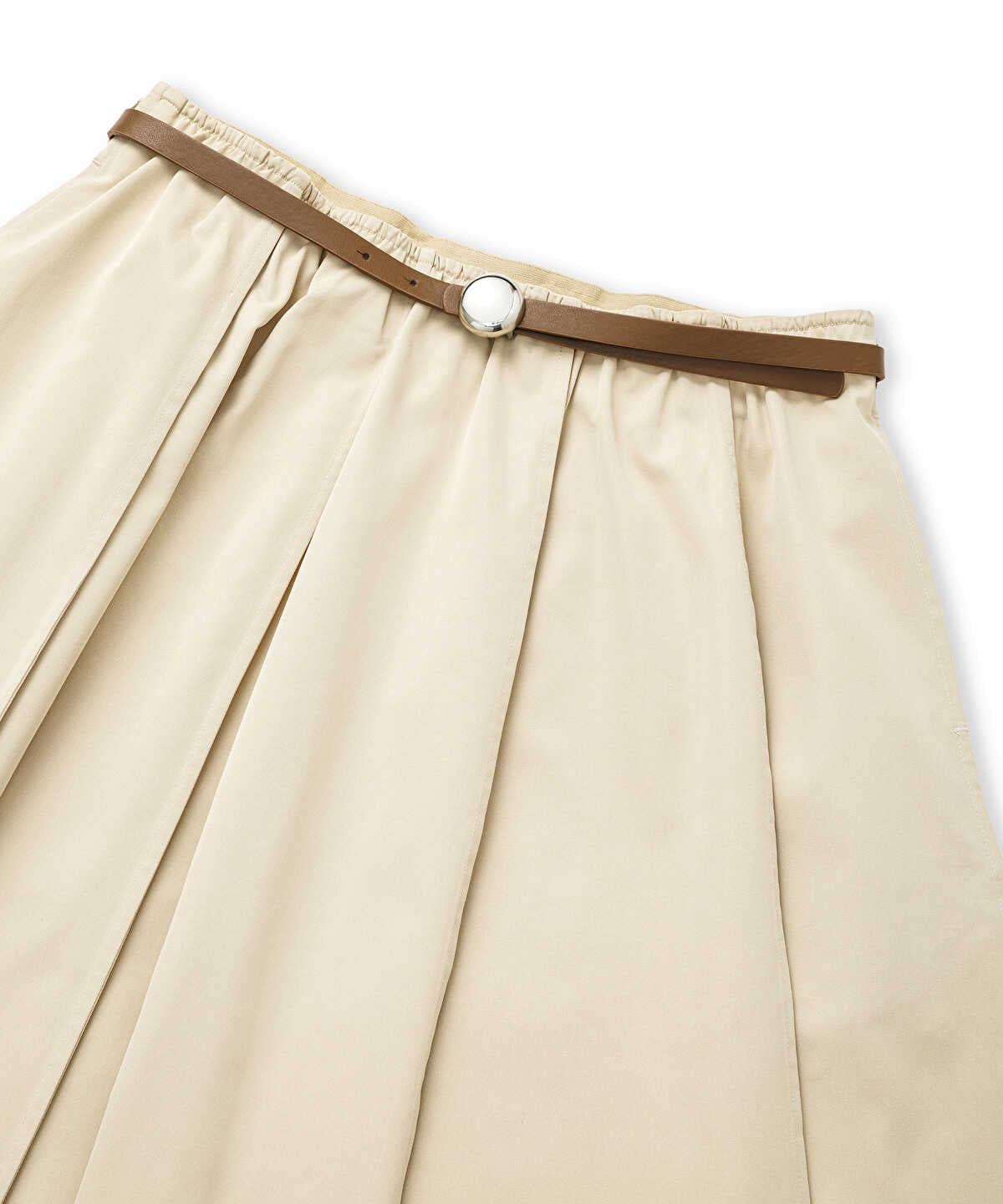 Faux-Leather Belted Midi Skirt