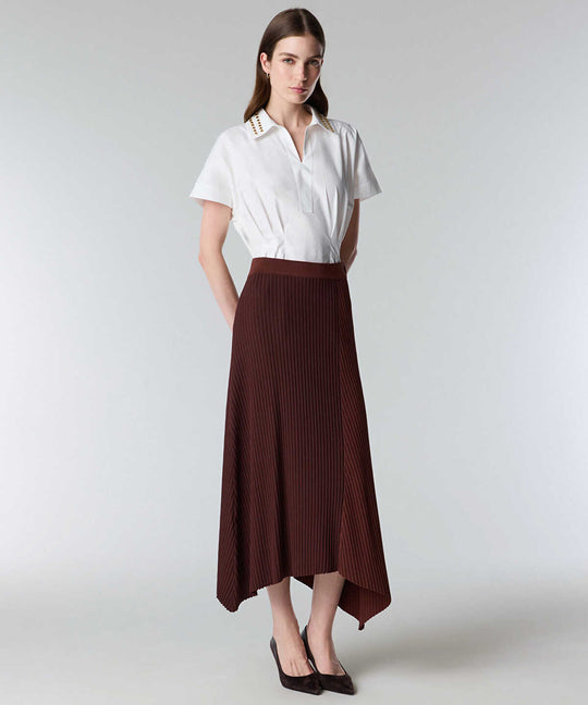 Color-Block Knit Midi Skirt