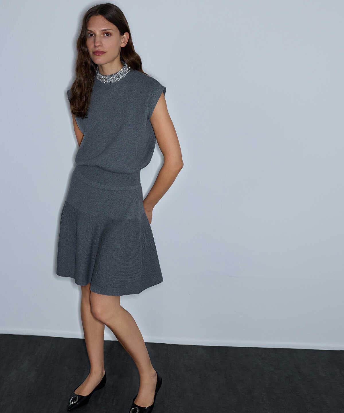 Elastic-Waist Knit Skirt