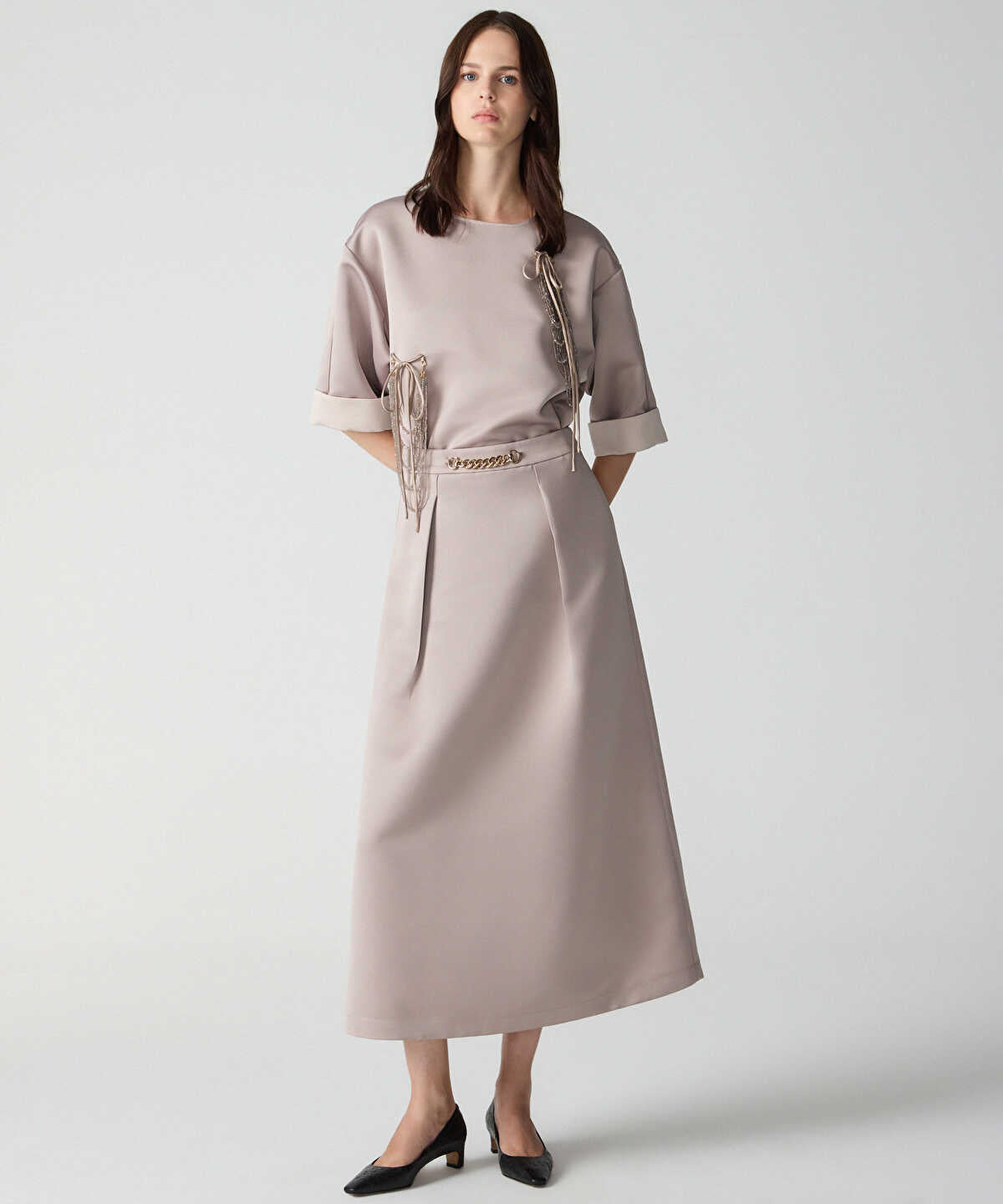 Chain Belted Maxi Skirt