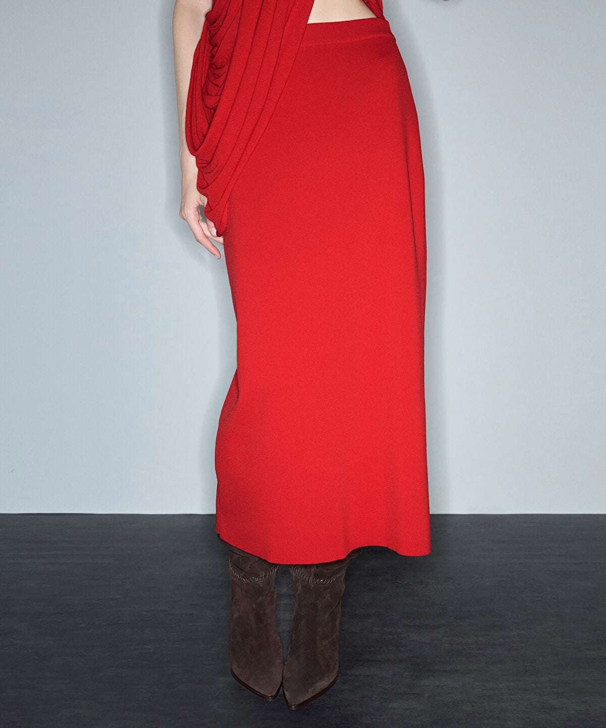 Knit Midi Pencil Skirt