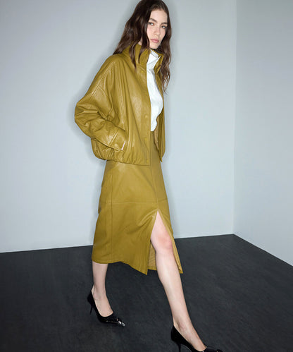 Leather-Effect Midi Skirt