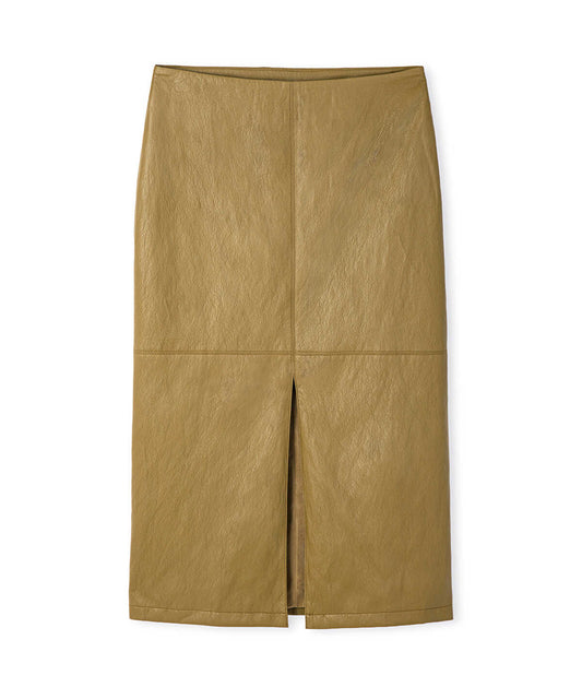 Leather-Effect Midi Skirt