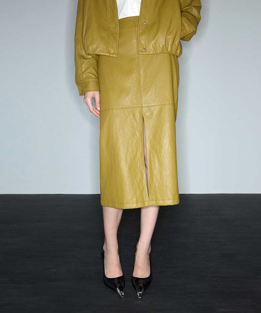 Leather-Effect Midi Skirt