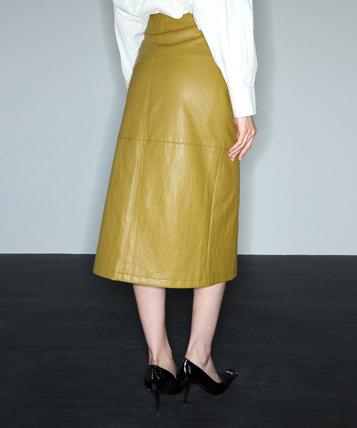 Leather-Effect Midi Skirt