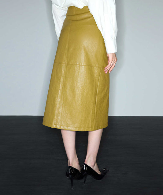 Leather-Effect Midi Skirt