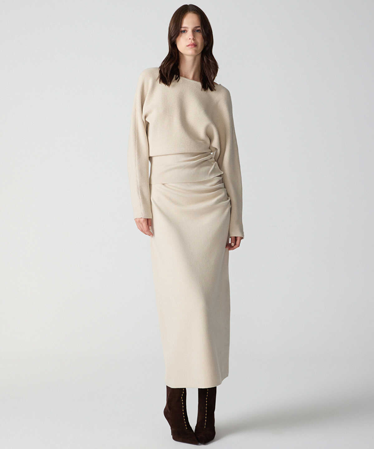 Ruched Waist Knit Skirt