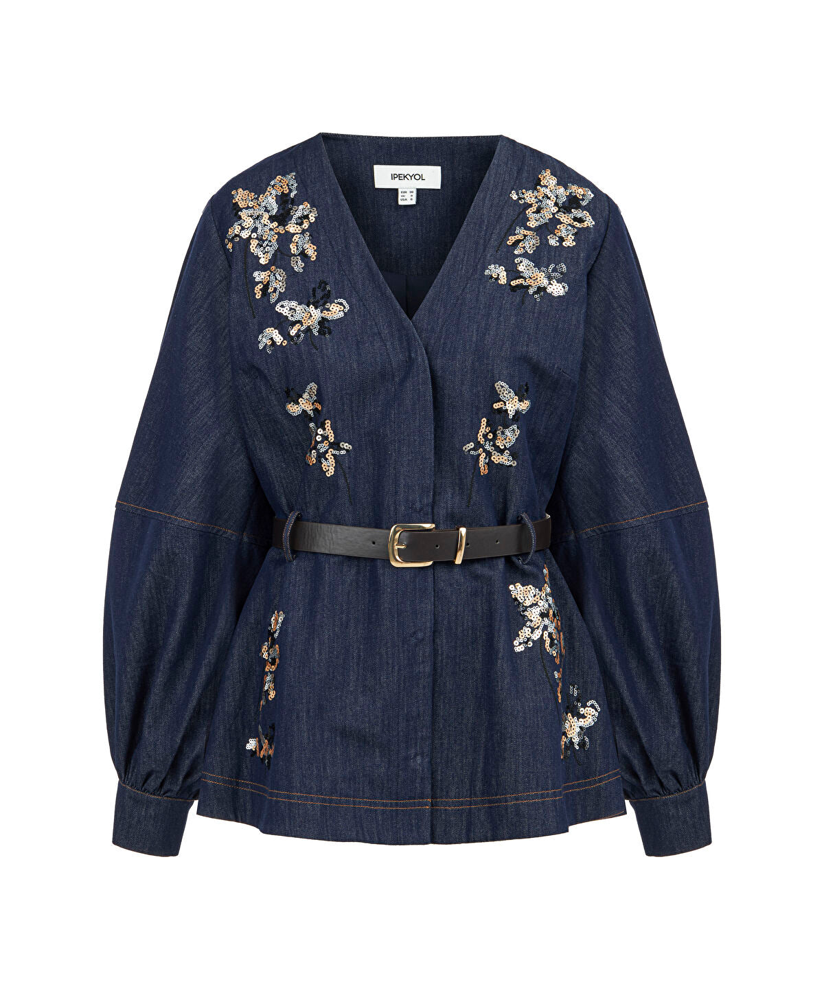 Zoomed Embroidered Peplum Denim Jacket
