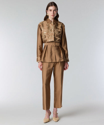 Embroidered Jacket with Belt
