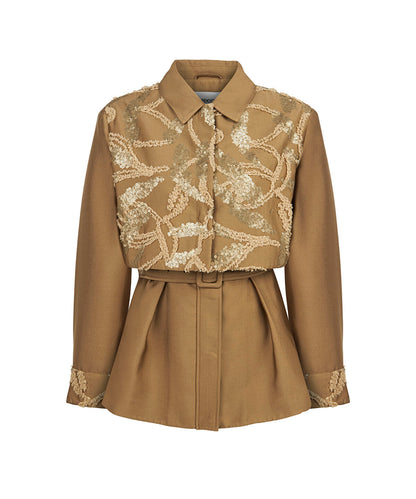 Embroidered Jacket with Belt