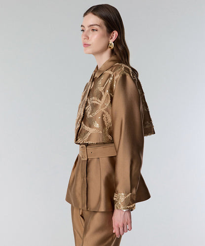 Embroidered Jacket with Belt