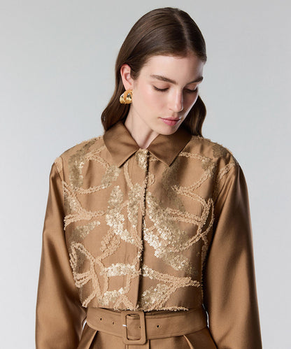 Embroidered Jacket with Belt