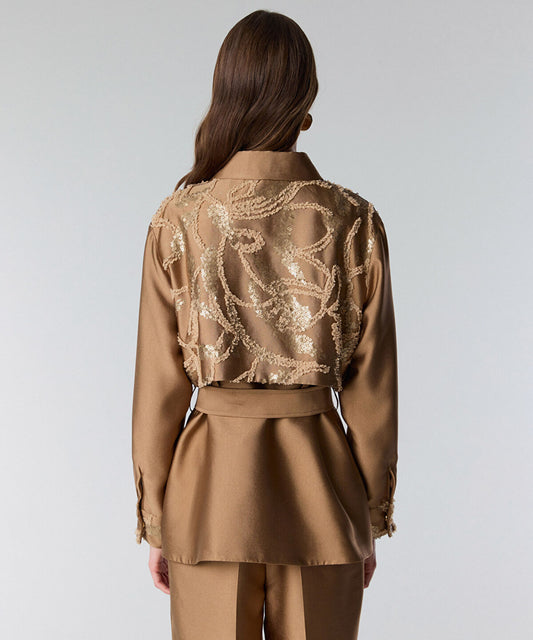 Embroidered Jacket with Belt